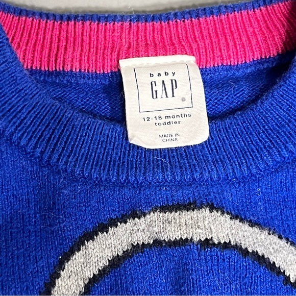 Vibrant blue & Pink gap Owl toddler girl Sweater size 12-18 months no flaws - Picture 4 of 4